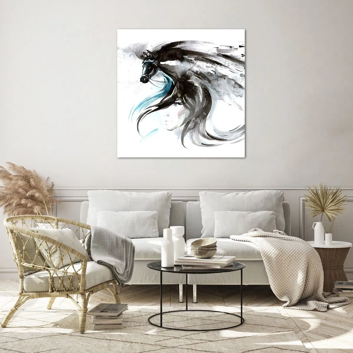 Tablou pe sticlă - Galopul Prințului Negru - 70x70 cm