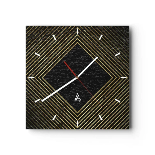 Ceas de perete - Ceas pe sticlă - Geometrie în stil glamour - 30x30 cm