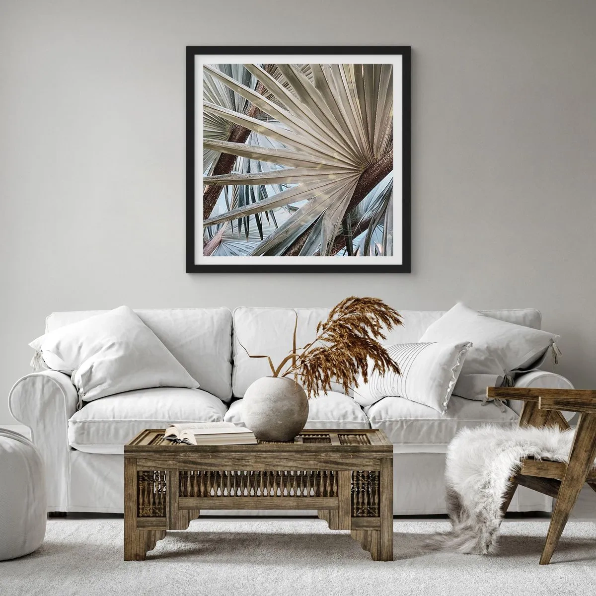 Poster în ramă neagră - Evantaie din tropice - 30x30 cm