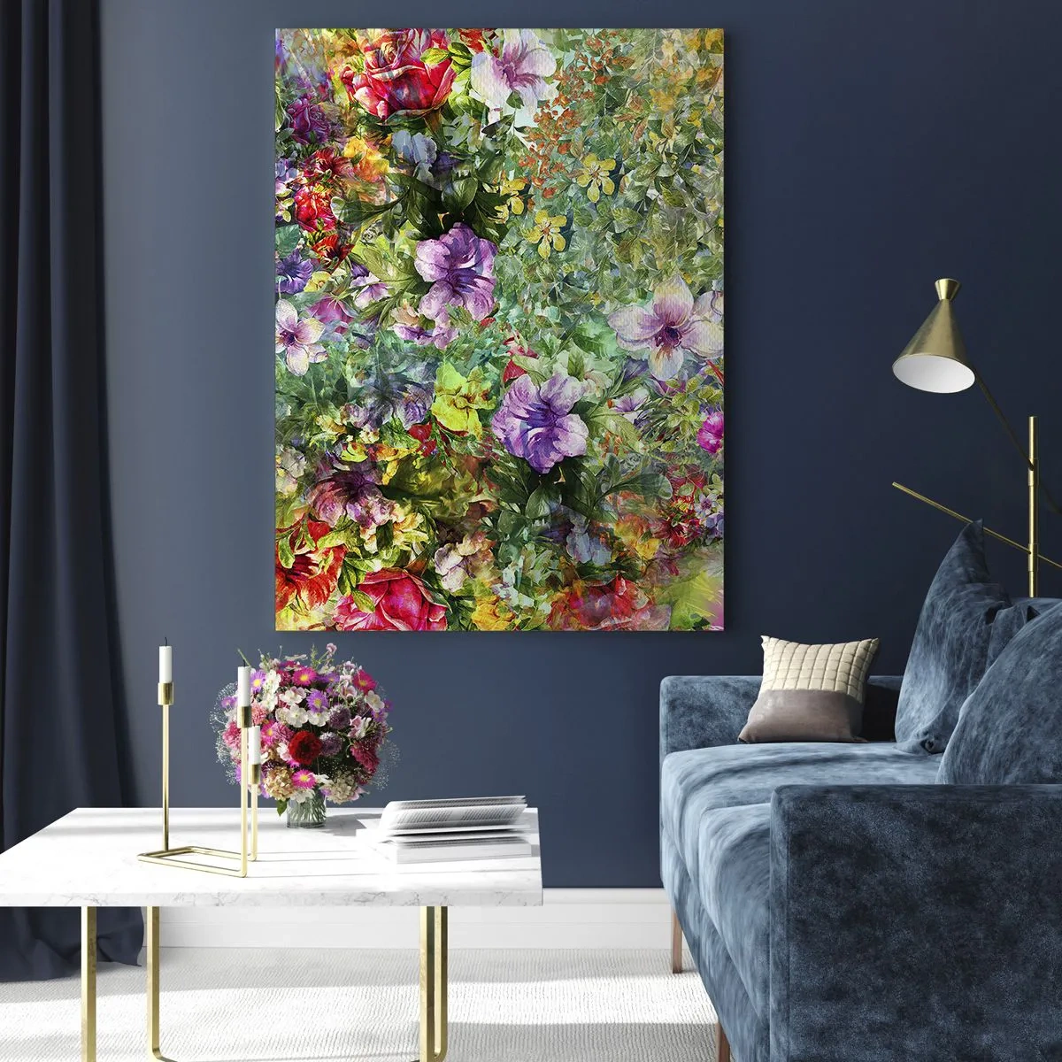 Tablou pe sticlă - Să ne pierdem în flori - 50x70 cm