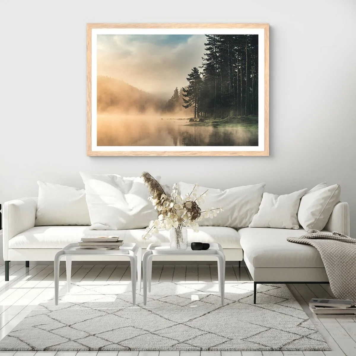 Poster în ramă de stejar deschis - Nașterea unei zile - 50x40 cm