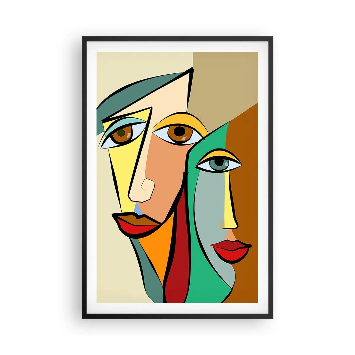 Poster în ramă neagră - Cuplu cubist - 61x91 cm