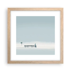 Poster în ramă de stejar deschis - Da, aștept. - 30x30 cm