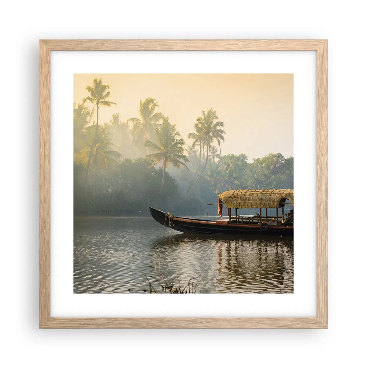 Poster în ramă de stejar deschis - Casă pe râu - 40x40 cm