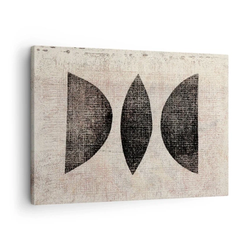 Tablou pe pânză Canvas - Forme etnice în tonuri întunecate pe un fundal deschis - 70x50cm - Abstracție etnică - Decorațiune modernă pentru perete pentru living și dormitor ARTTOR