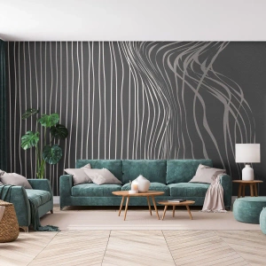 Tapet Standard Eco - Siluetă abstractă a unei femei cu linii ondulate - 100x70cm - Ritm și accent - Decorațiune modernă pentru perete pentru living și dormitor ARTTOR