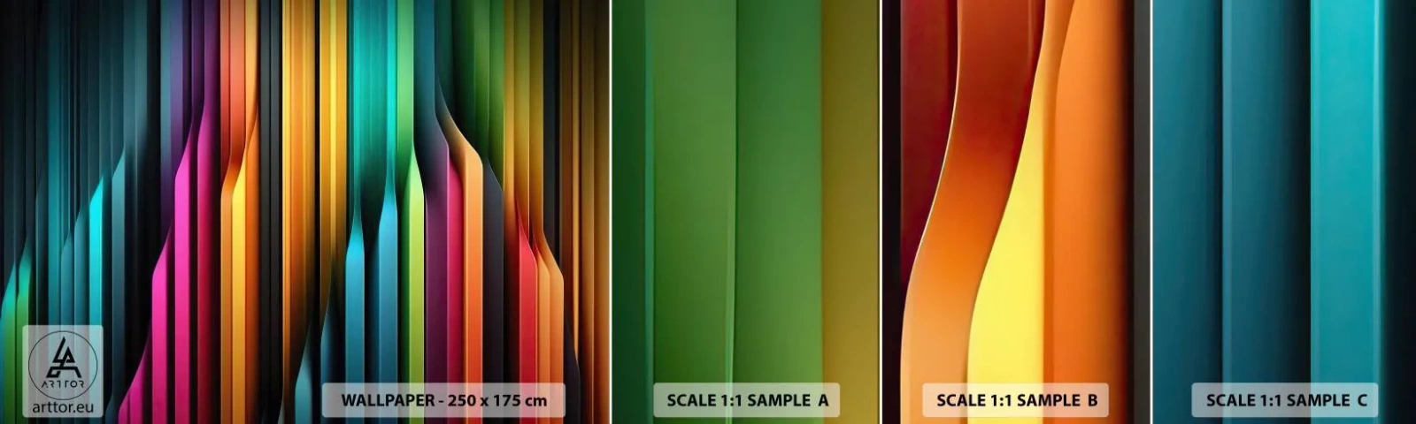 Mostră tapet autocolant Deluxe Sticker - Orgă de lumină - Colorat, Linii, Abstracția - 100x30 cm