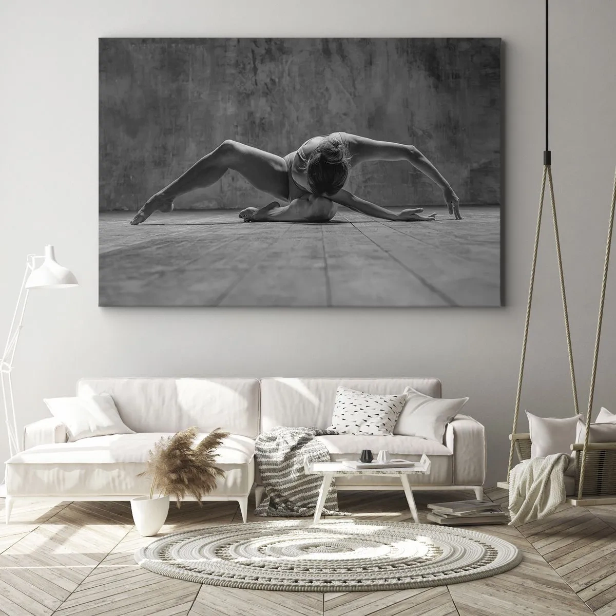 Tablou pe pânză Canvas - O dansatoare într-o poză artistică - 70x50cm - Simetria găsită - Decorațiune modernă pentru perete pentru living și dormitor ARTTOR