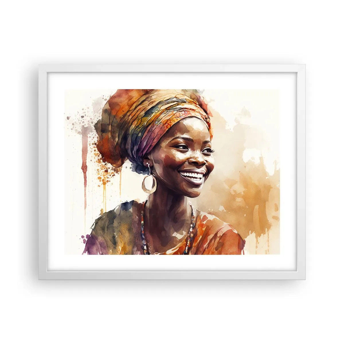 Poster în ramă albă - Regina africană - 50x40 cm