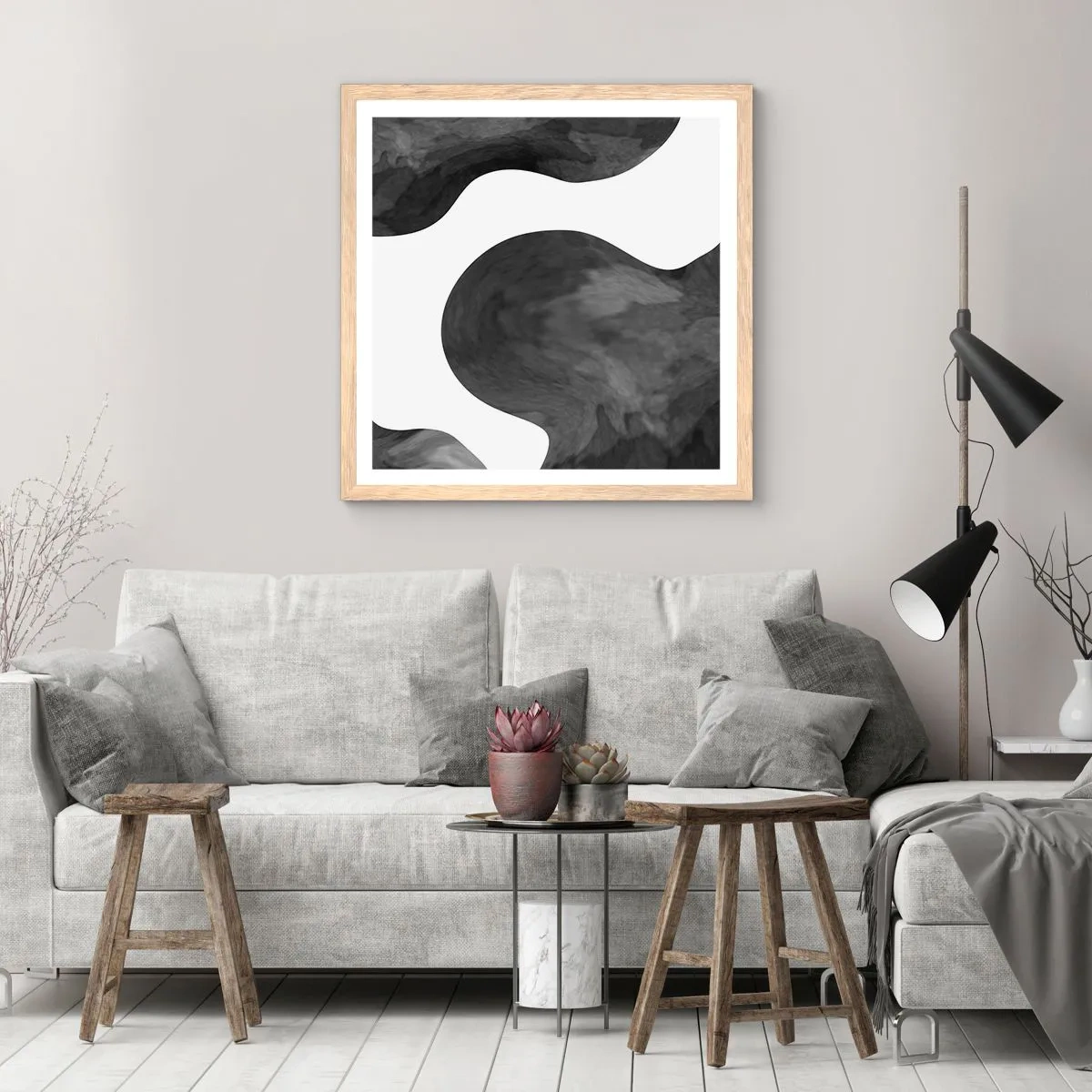 Poster în ramă de stejar deschis - Calea Lactee - 50x50 cm