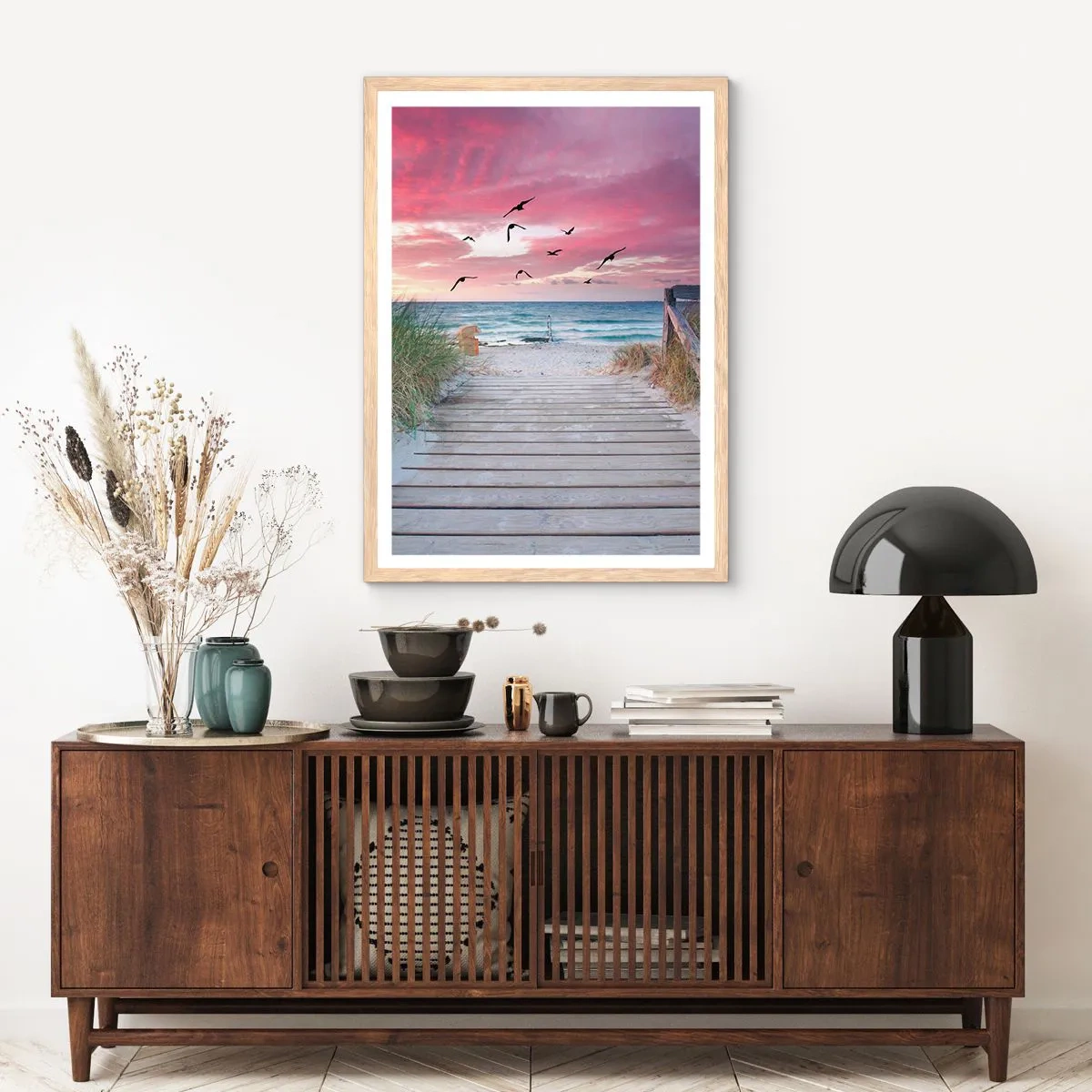 Poster în ramă de stejar deschis - Impresie baltică - 61x91 cm