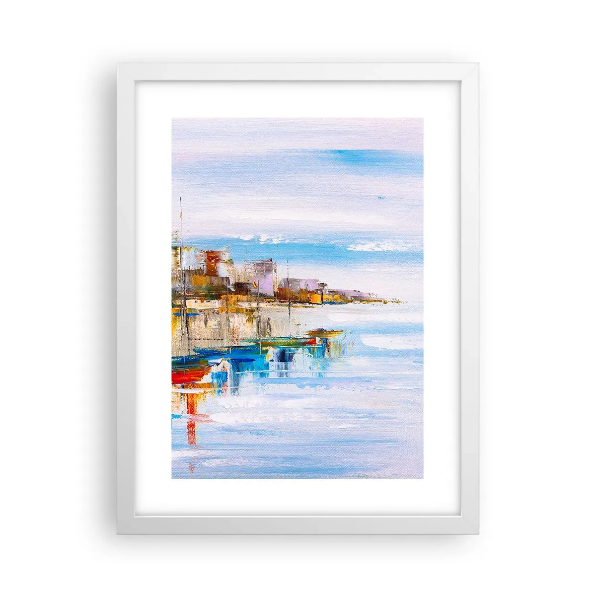 Poster în ramă albă - Port urban multicolor - 30x40 cm