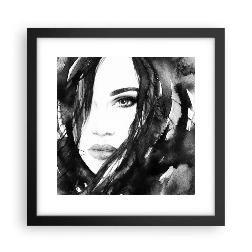 Poster în ramă neagră - Studiu unei dame în alb și negru - 30x30 cm