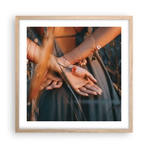 Poster în ramă de stejar deschis - Legată de natură - 50x50 cm