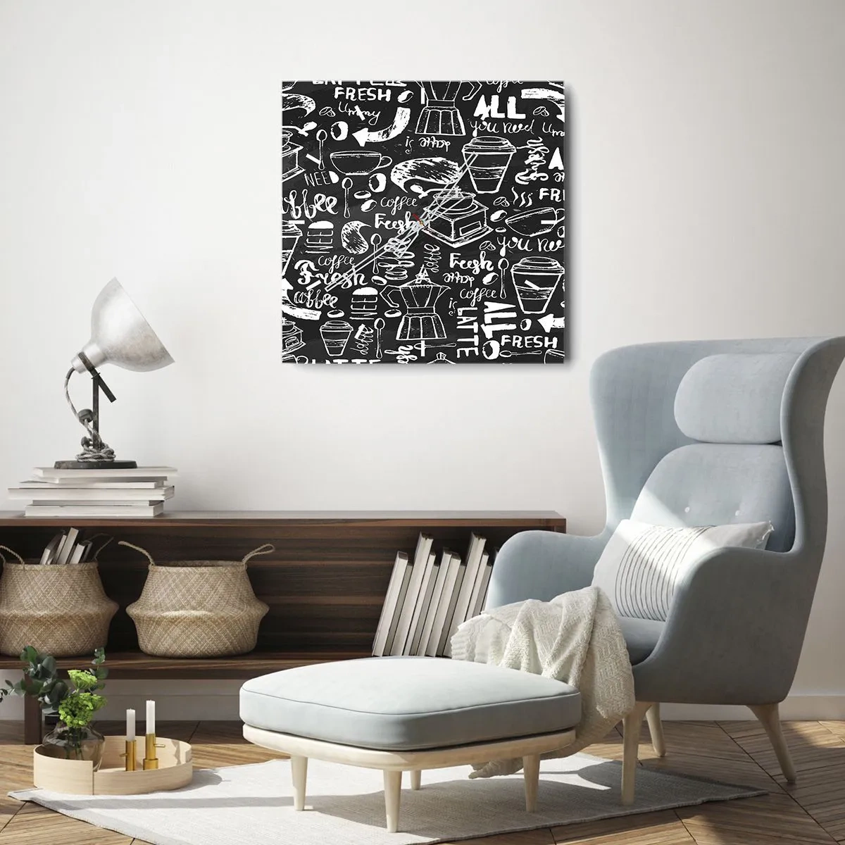 Ceas de perete - Ceas pe sticlă - All you need is… - 30x30 cm