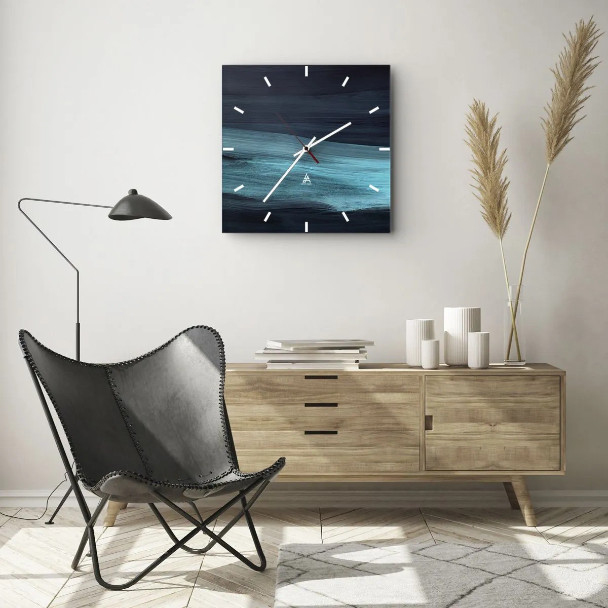 Ceas de perete - Ceas pe sticlă - Du-te cu fluxul - 30x30 cm