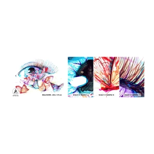 Mostră de Tapet Standard Eco - Ochi de basm - Ochi de femeie, Fluture, Abstracția - 100x30 cm