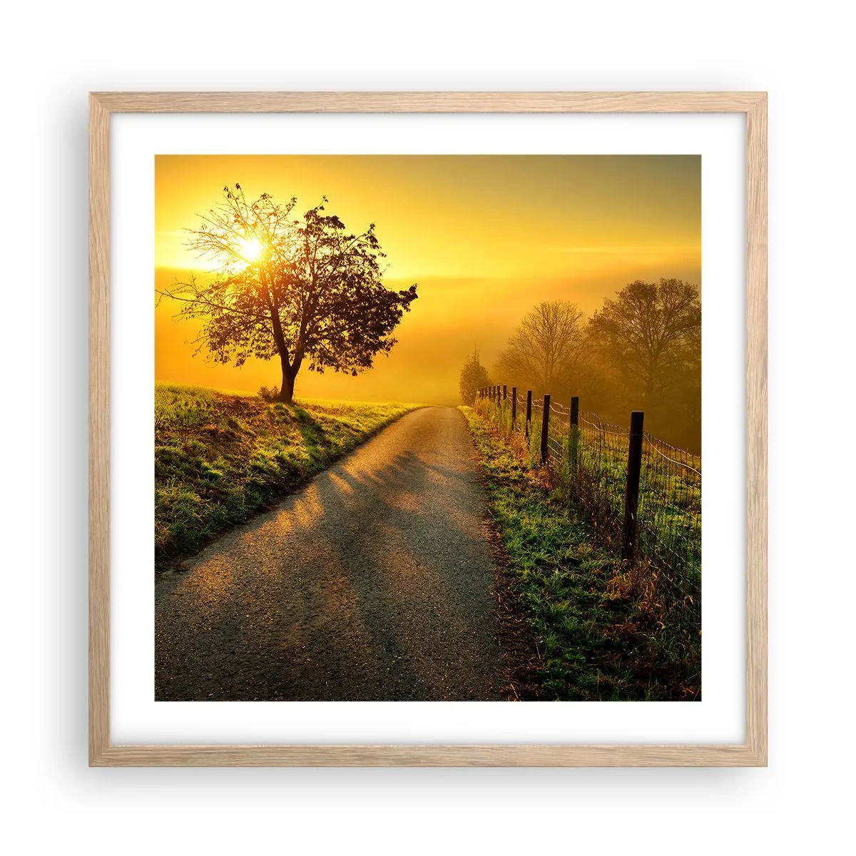 Poster în ramă de stejar deschis - O după-amiază de miel - 50x50 cm