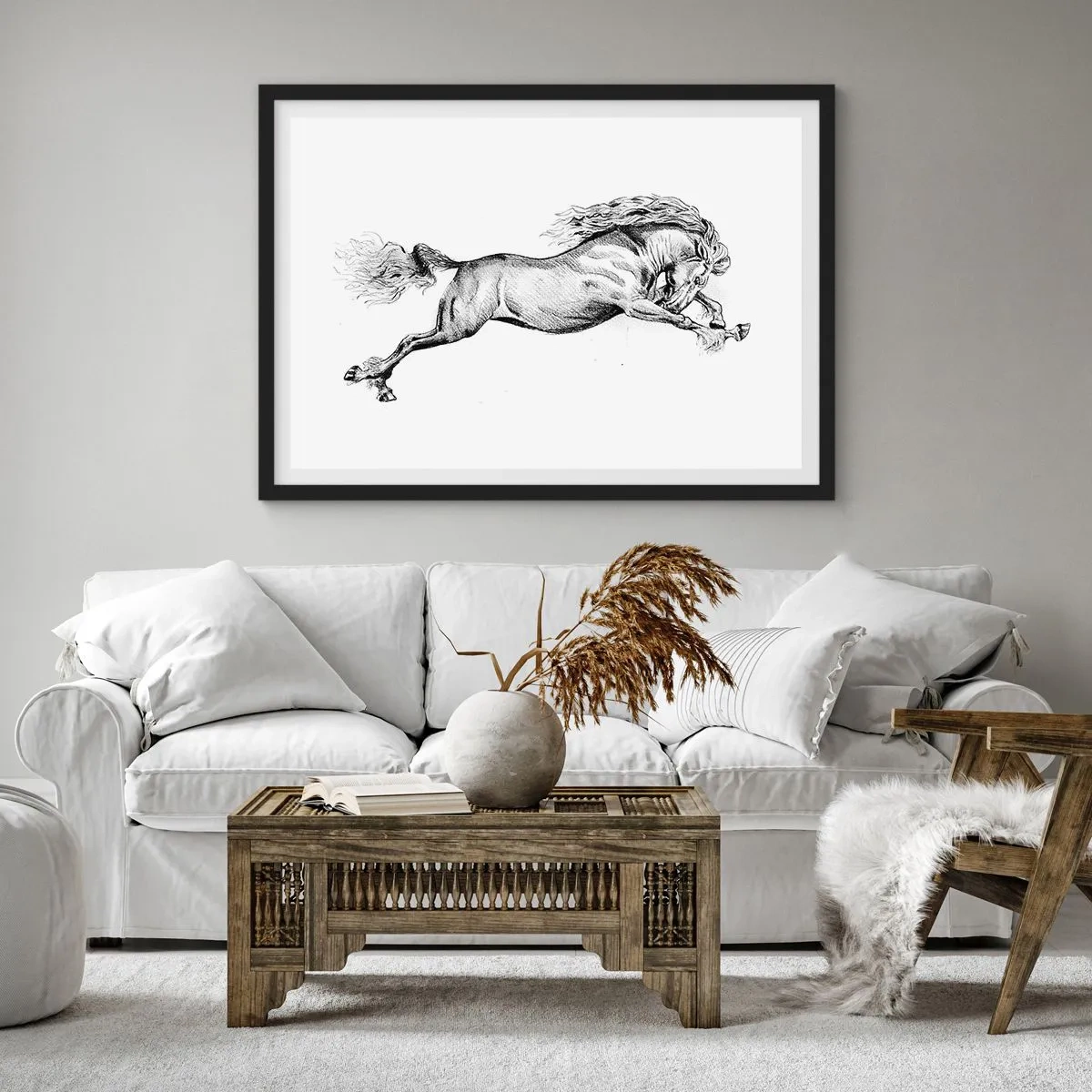 Poster în ramă neagră - Oprit din galop - 100x70 cm