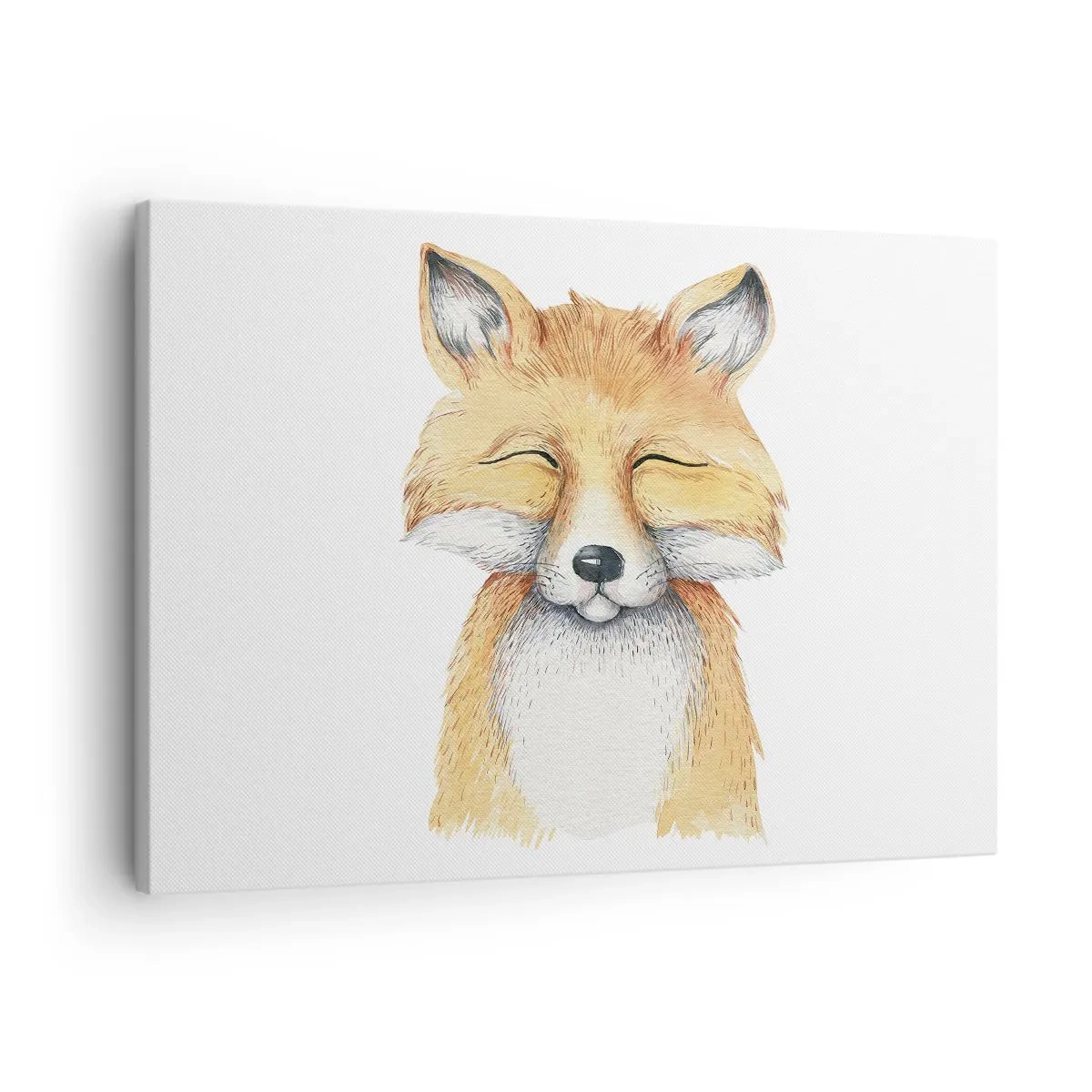 Tablou pe pânză Canvas - O vulpe în acuarelă cu un zâmbet într-un stil minimalist - 70x50cm - Mofturi de vulpe - Decorațiune modernă pentru perete pentru living și dormitor ARTTOR