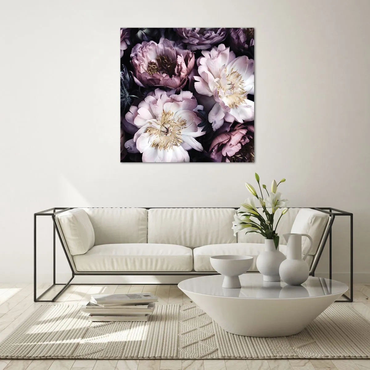 Tablou pe sticlă - Buchet în stil vechi - 40x40 cm