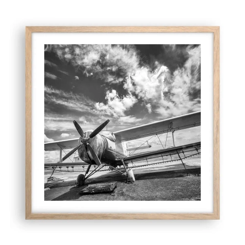 Poster în ramă de stejar deschis - Abia aștept! - 50x50 cm