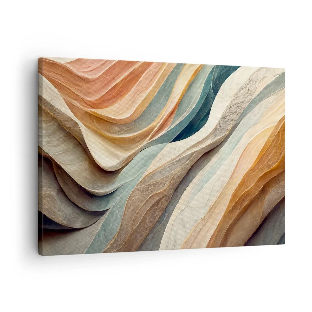 Tablou pe pânză Canvas - Valuri abstracte în nuanțe pastelate - 70x50cm - Momentul dinaintea schimbării - Decorațiune modernă pentru perete pentru living și dormitor ARTTOR