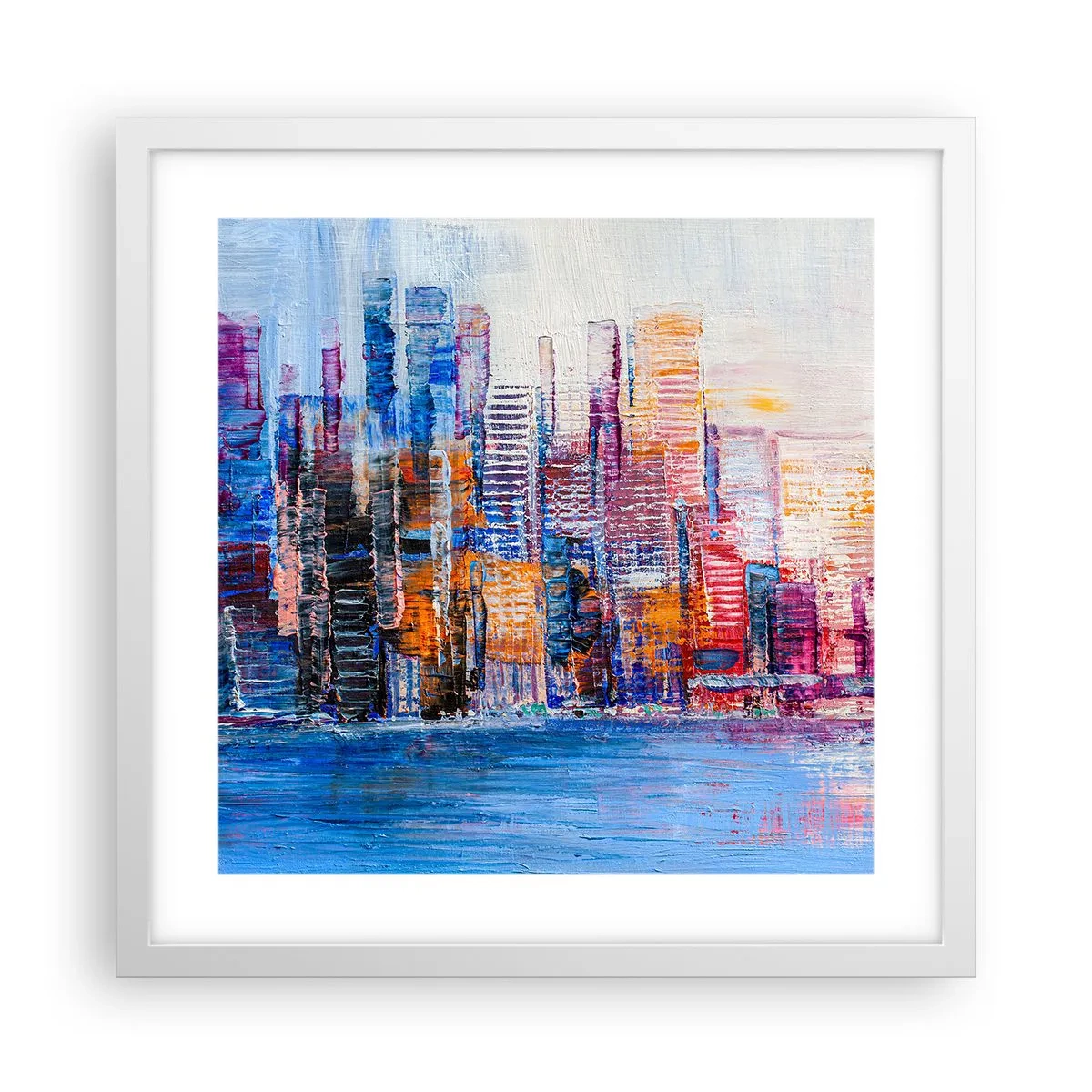 Poster în ramă albă - O metropolă veselă - 40x40 cm