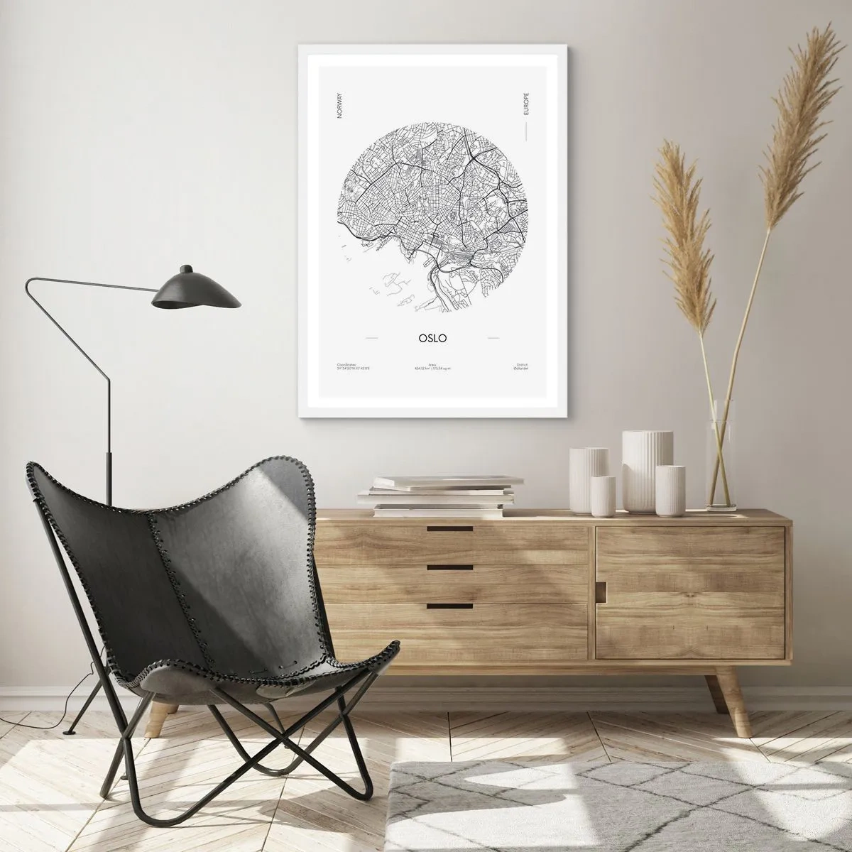 Poster în ramă albă - Anatomia Oslo - 70x100 cm