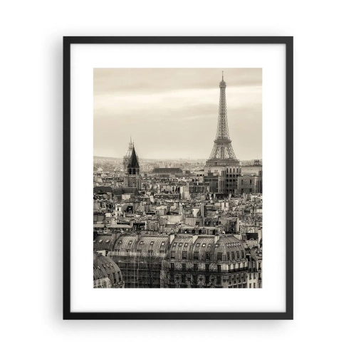 Poster în ramă neagră - Deasupra acoperișurilor Parisului - 40x50 cm