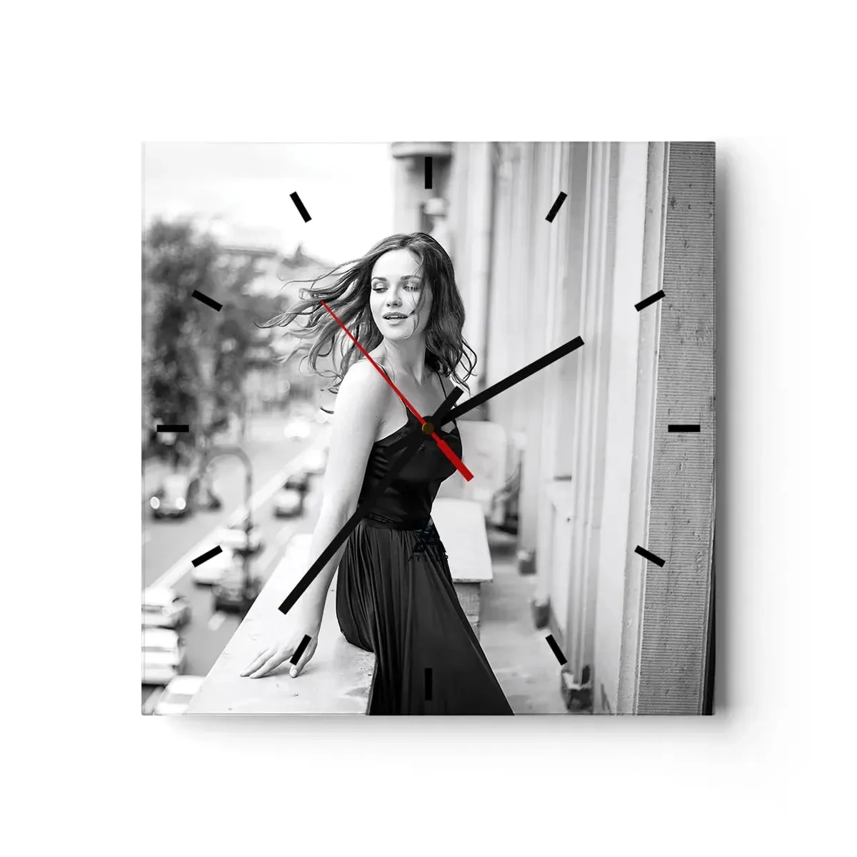 Ceas de perete - Ceas pe sticlă - Cu siguranță e o fată pariziană - 40x40 cm