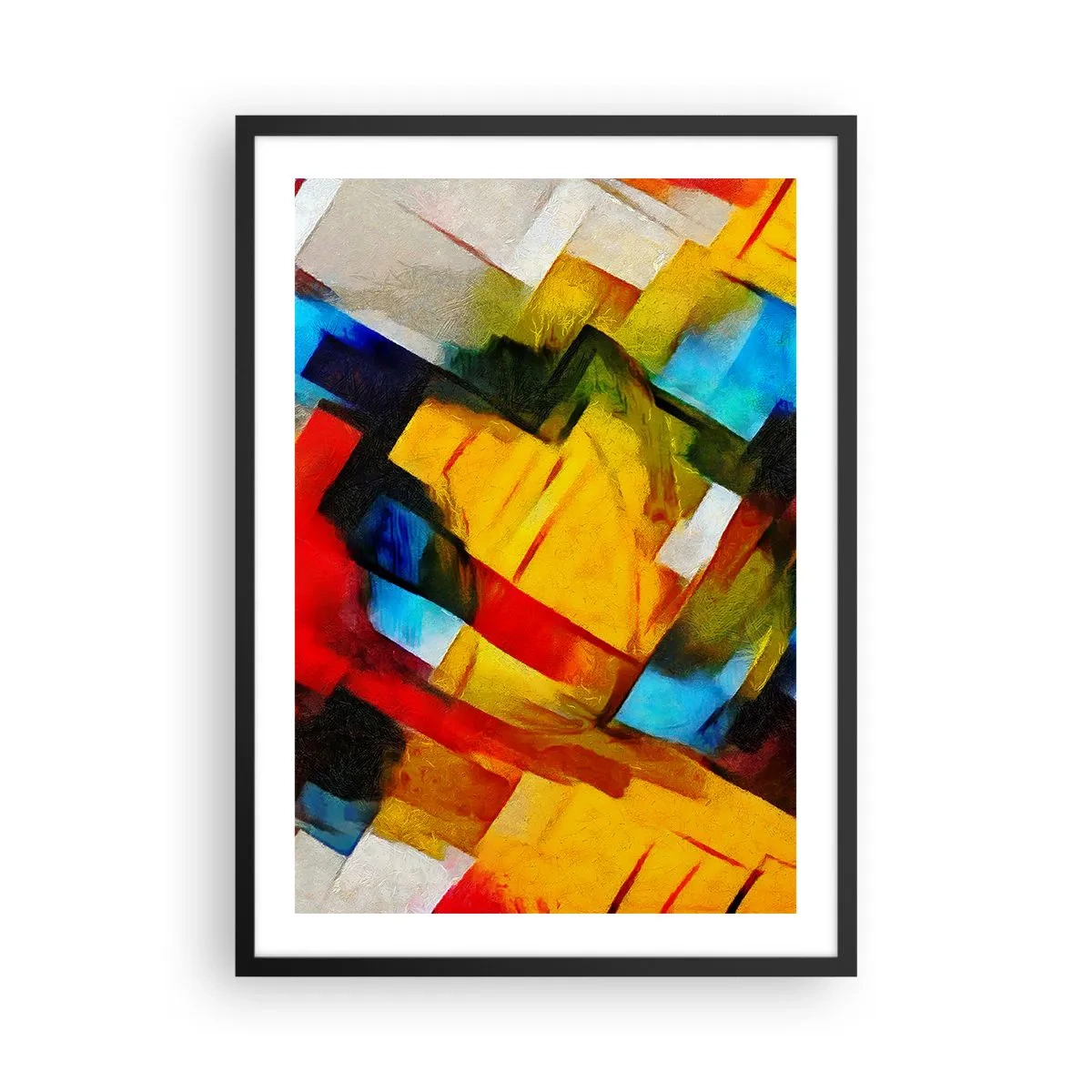 Poster în ramă neagră - Forme geometrice abstracte în culori intense - 50x70cm - Sandviș multicolor - Decorațiune modernă pentru perete pentru living și dormitor ARTTOR