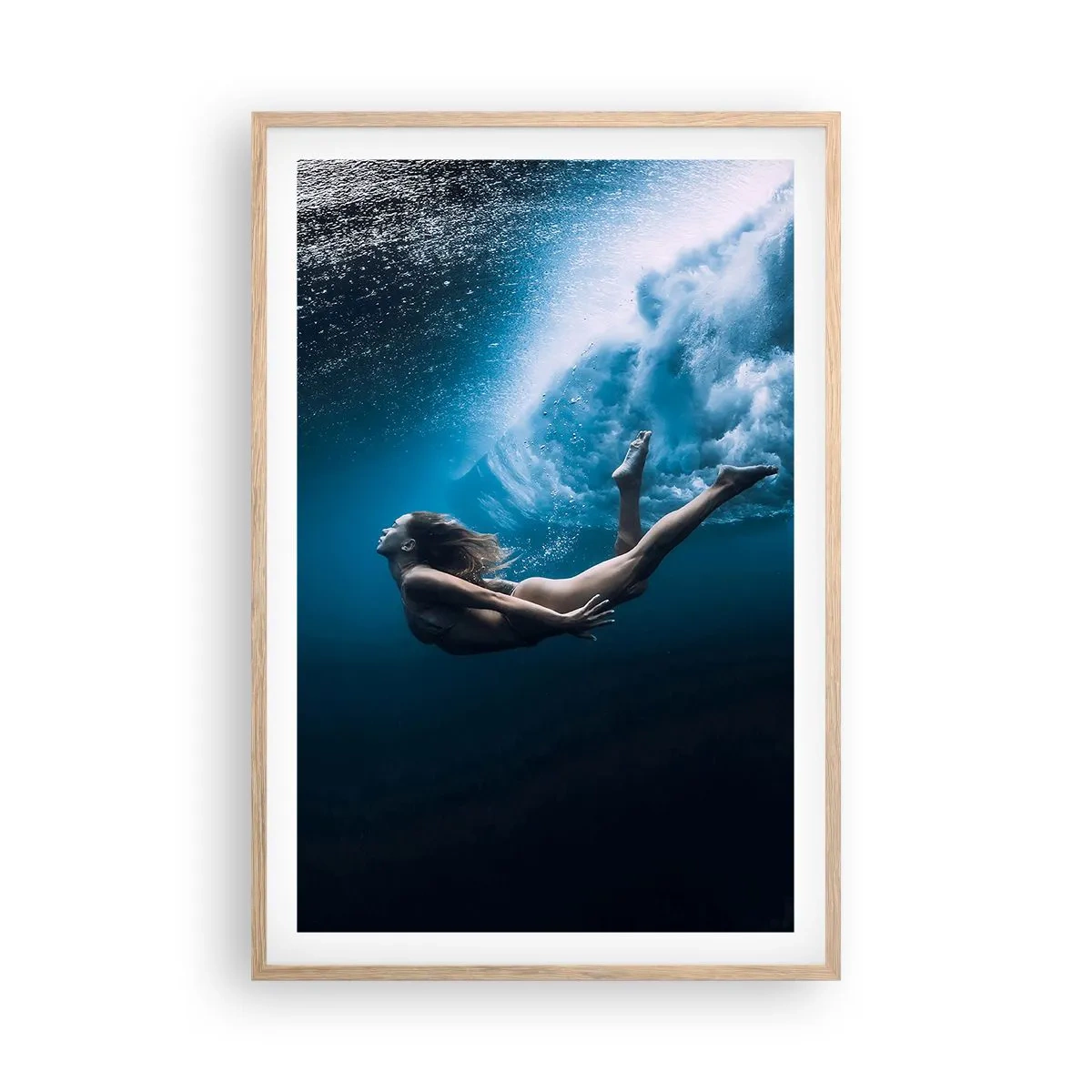 Poster în ramă de stejar deschis - Sirena modernă - 61x91 cm