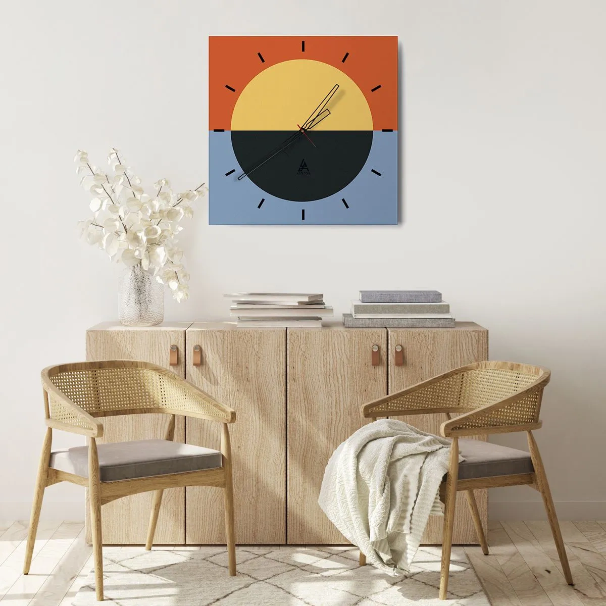 Ceas de perete - Ceas pe sticlă - O compoziție de căldură și răcoare - 30x30 cm
