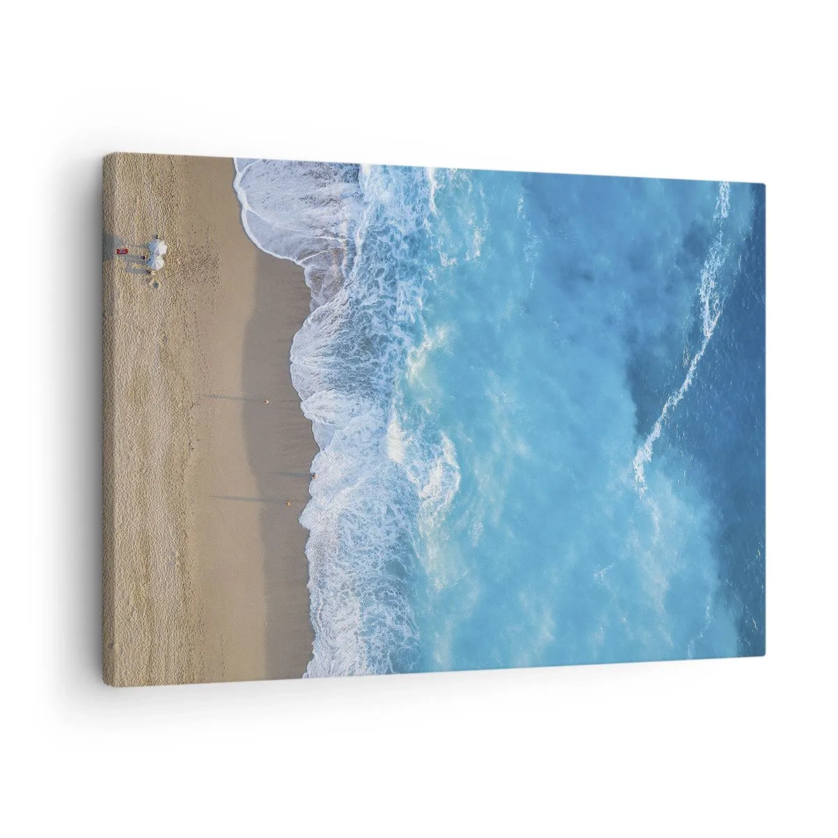 Tablou pe pânză Canvas - O vedere de sus a plajei și a valurilor mării - 70x50cm - Puterea albastrului - Decorațiune modernă pentru perete pentru living și dormitor ARTTOR