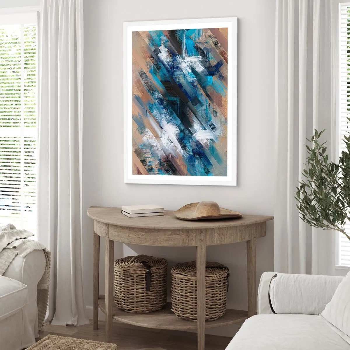 Poster în ramă albă - Pe o pantă albastră - 30x40 cm
