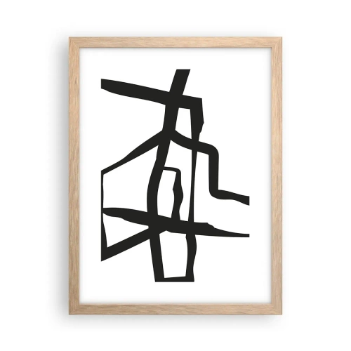Poster în ramă de stejar deschis - Construcție în alb și negru - 30x40 cm