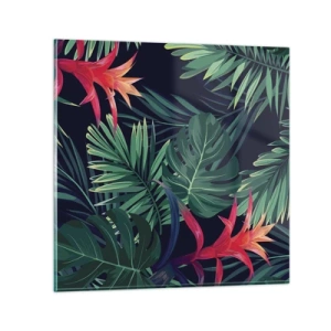 Tablou pe sticlă - Flacăra verde - 30x30 cm