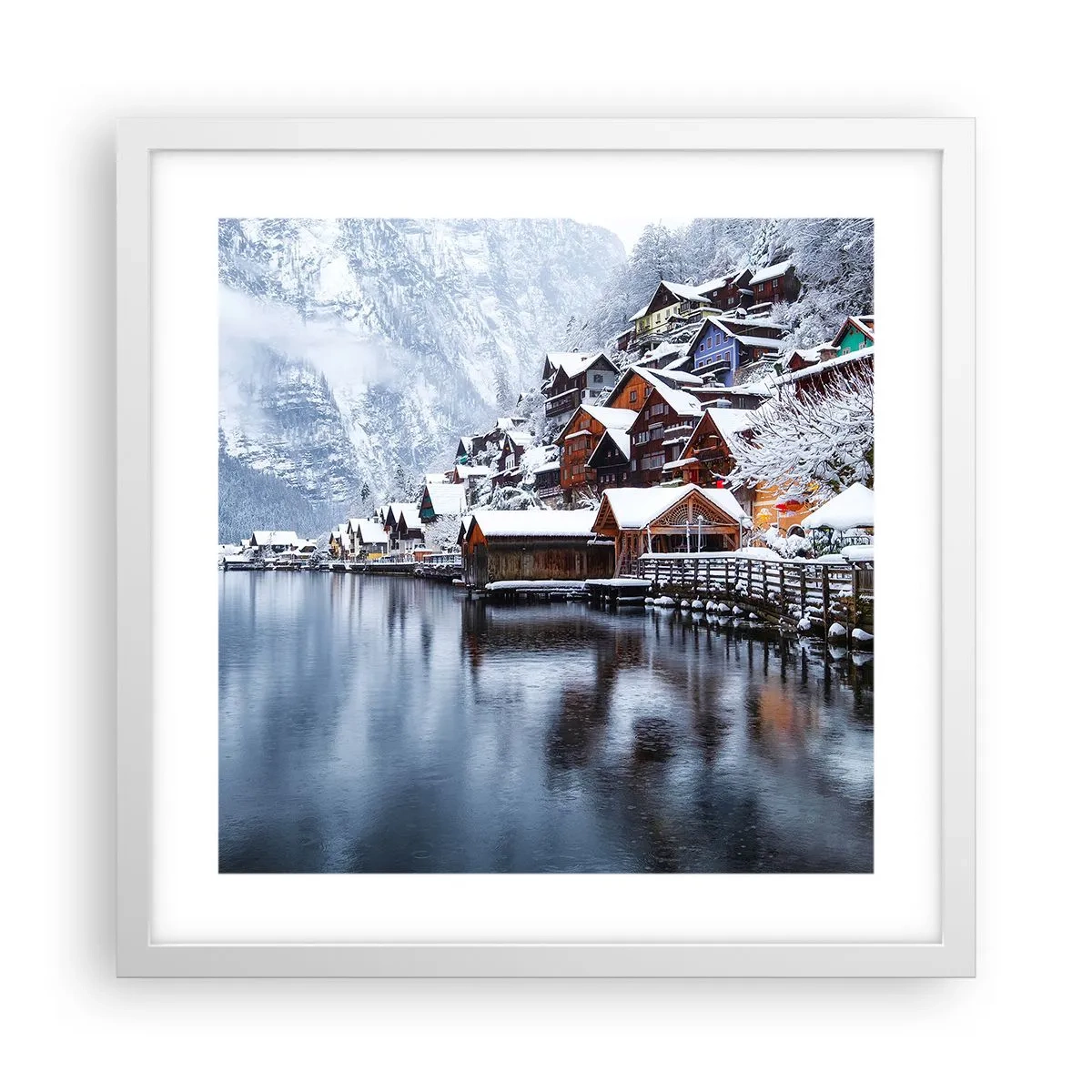 Poster în ramă albă - În decor de iarnă - 40x40 cm