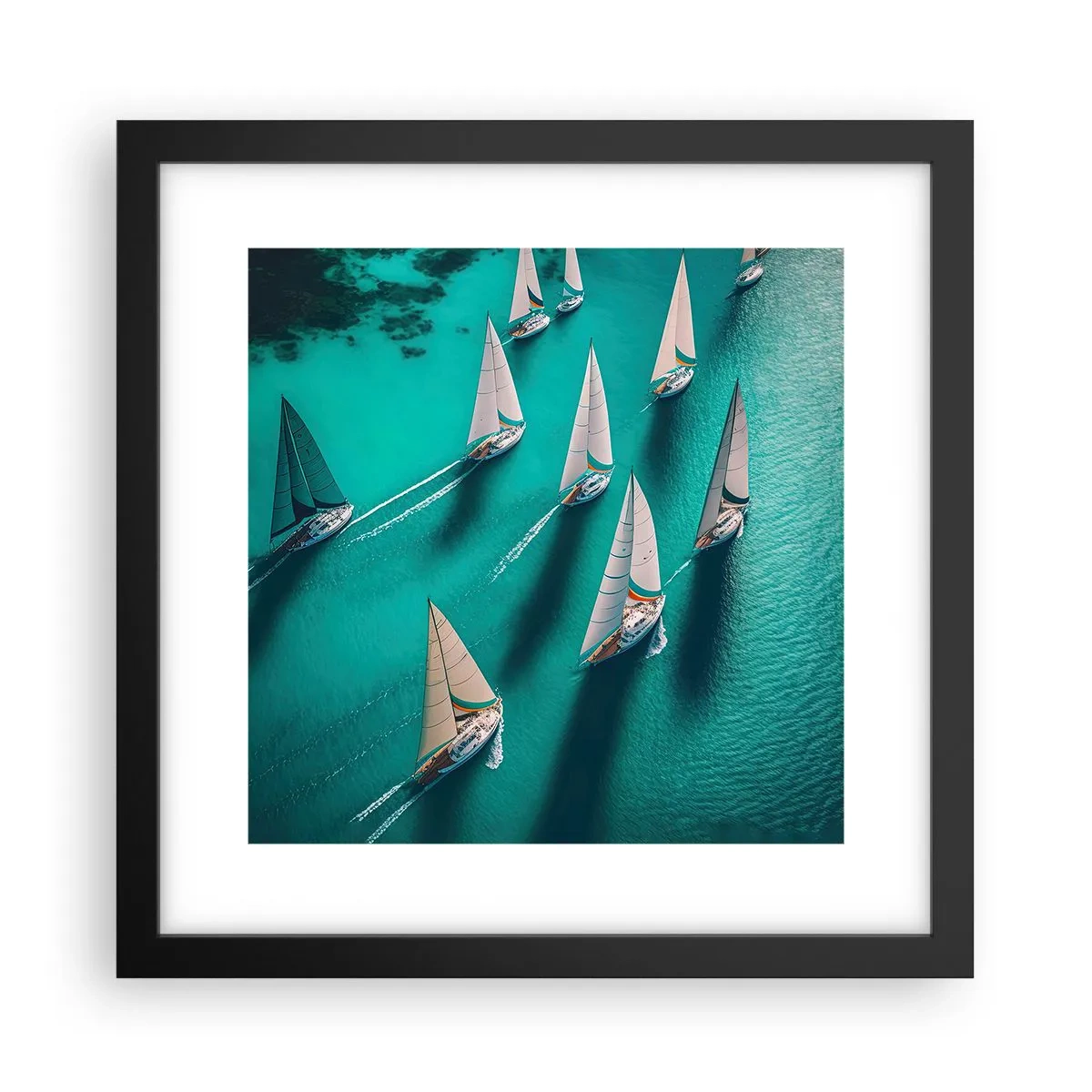 Poster în ramă neagră - Cursa cu vântul - 30x30 cm