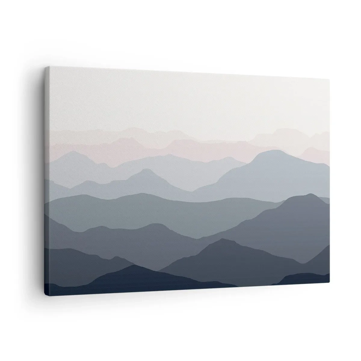Tablou pe pânză Canvas - Straturi subtile de munte în nuanțe de gri și albastru - 70x50cm - Valuri de munți - Decorațiune modernă pentru perete pentru living și dormitor ARTTOR