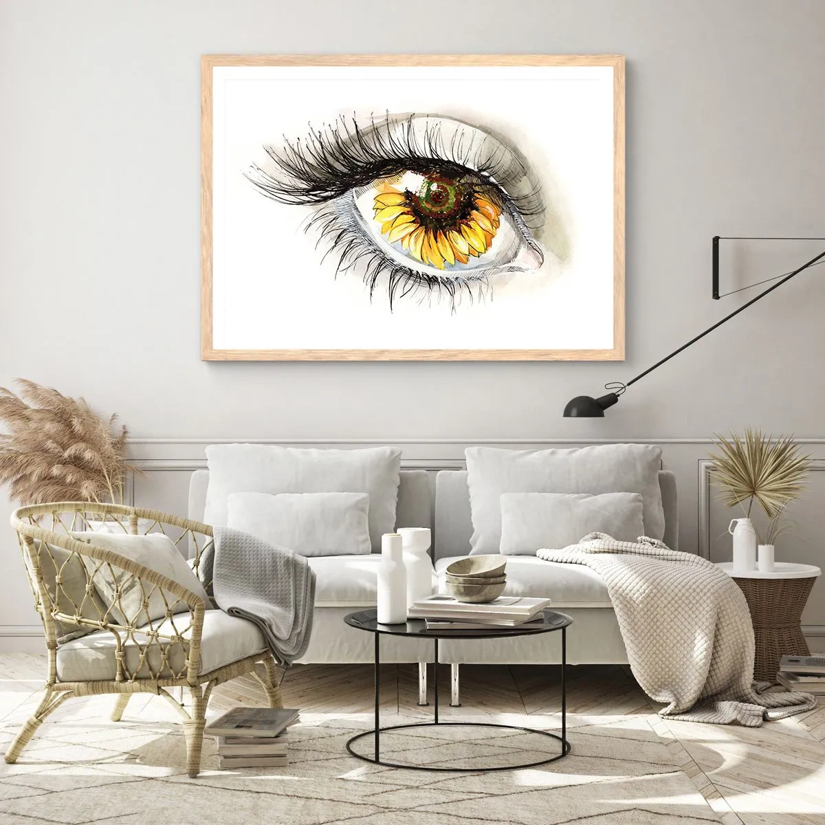 Poster în ramă de stejar deschis - O privire la fel de fierbinte ca vara - 70x50 cm