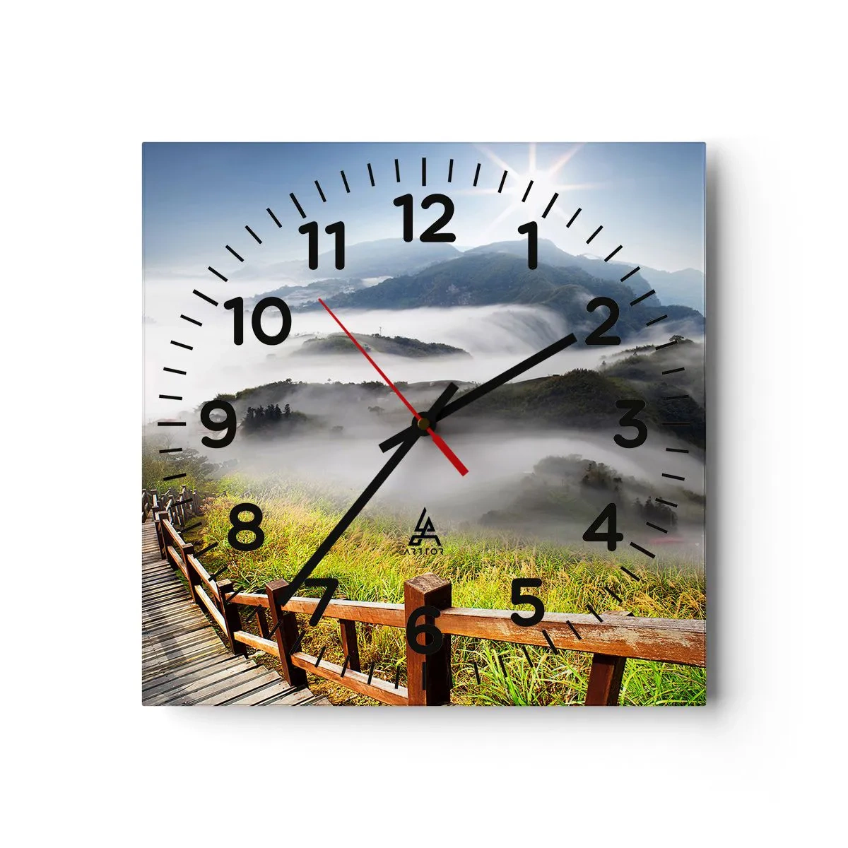 Ceas de perete - Ceas pe sticlă - Țesut de strălucire și ceață - 30x30 cm