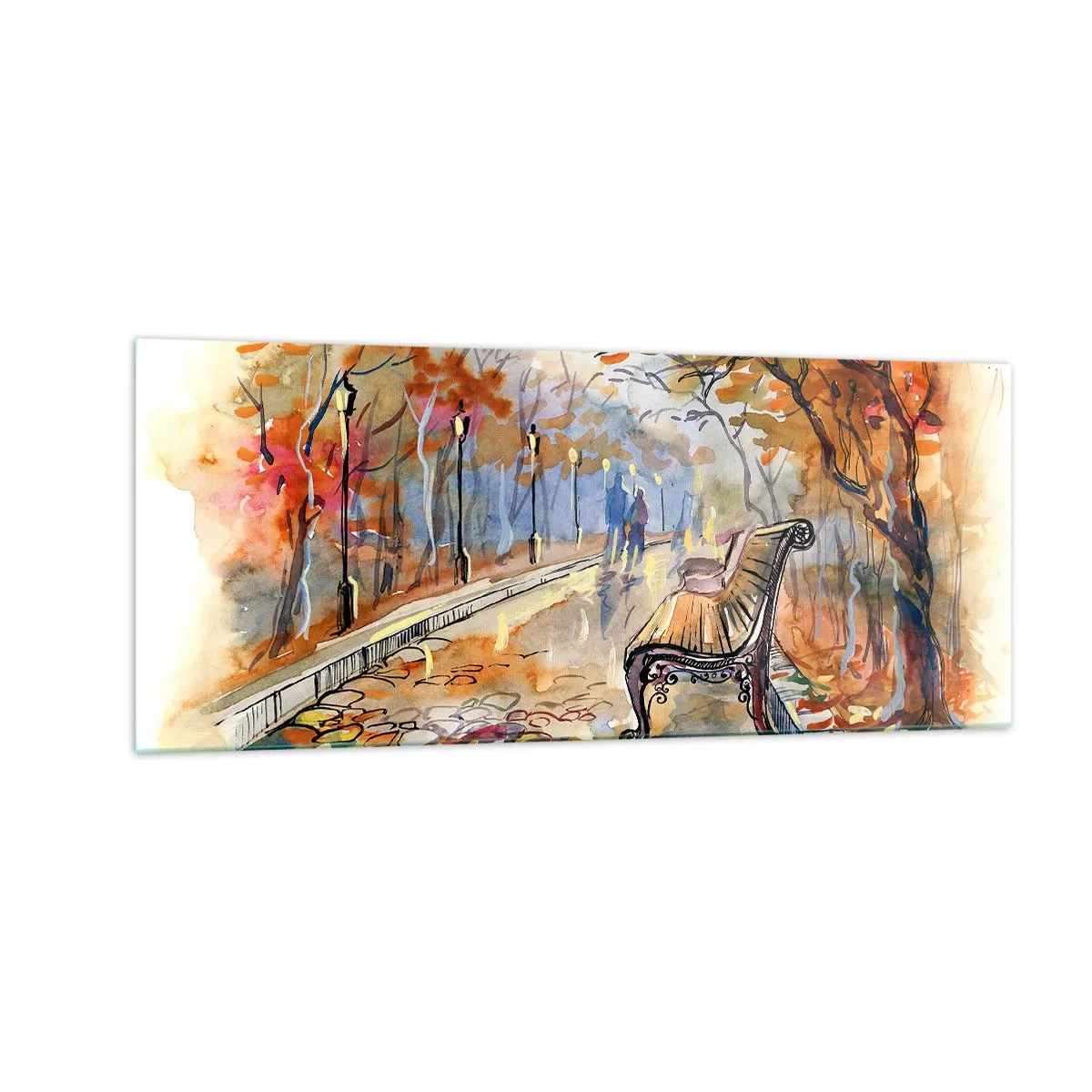 Tablou pe sticlă - Pășim împreună în toamnă - 100x40 cm