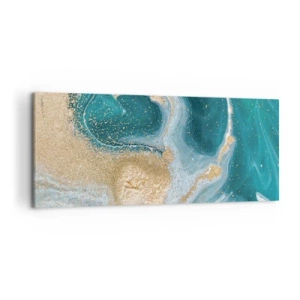 Tablou pe pânză - Vârtej de aur și turcoaz - 100x40 cm