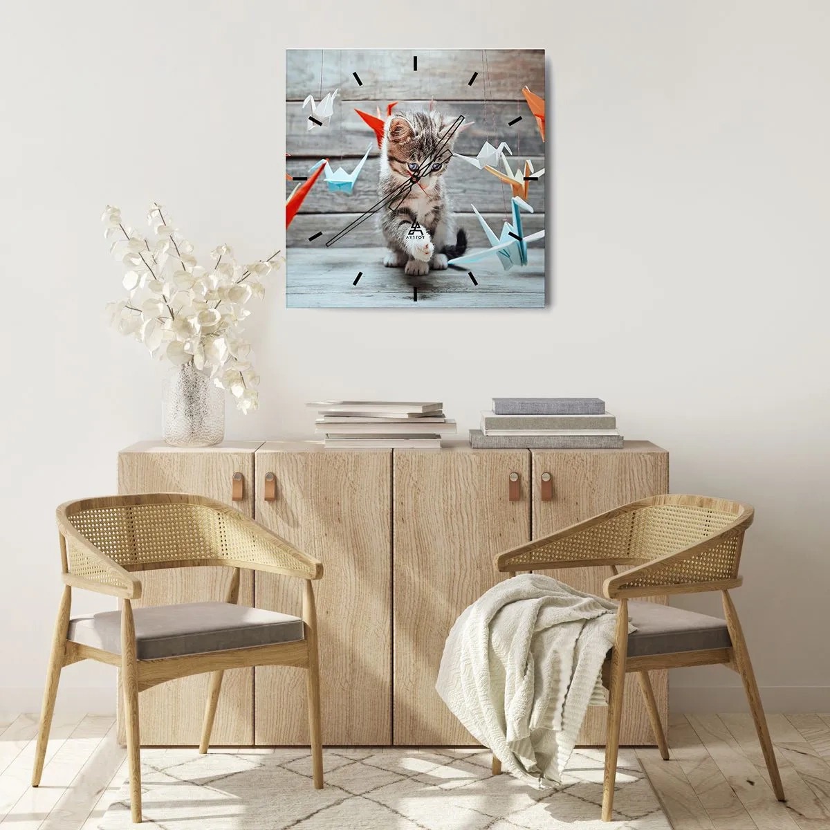 Ceas de perete - Ceas pe sticlă - Prima lecție - 30x30 cm