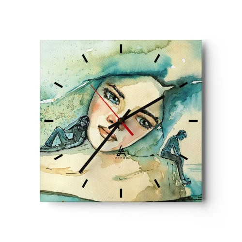 Ceas de perete - Ceas pe sticlă - Am I blue? - 30x30 cm
