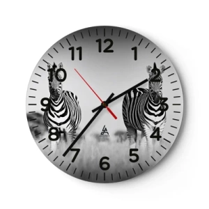 Ceas de perete - Ceas pe sticlă - Și totuși lumea e albă și neagră - 40x40 cm