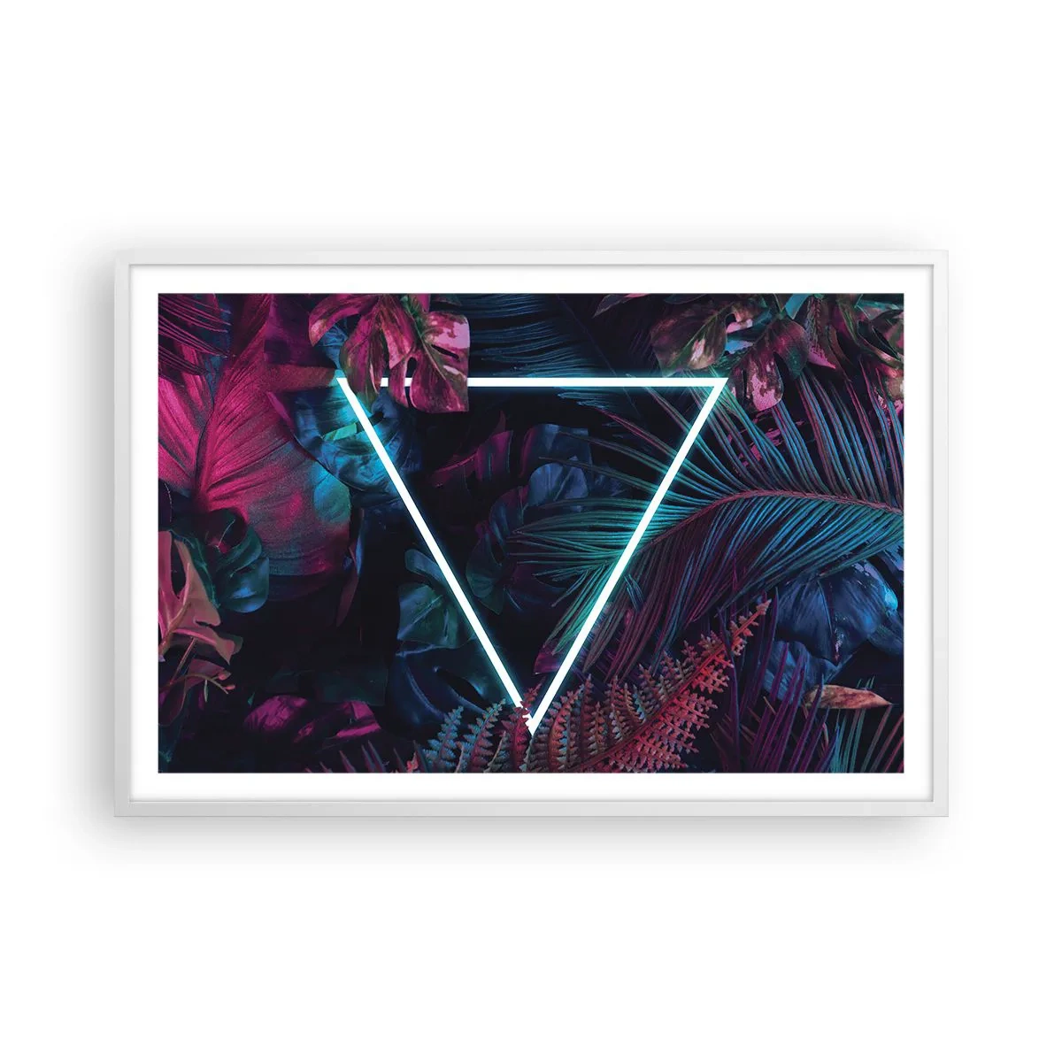 Poster în ramă albă - Grădină în stil disco - 91x61 cm