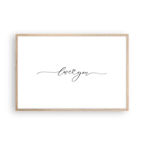 Poster în ramă de stejar deschis - Negru pe alb - 91x61 cm